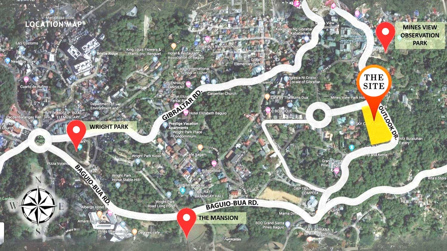 Bern Baguio location map near Mines View Park and The Mansion Outlook Drive.